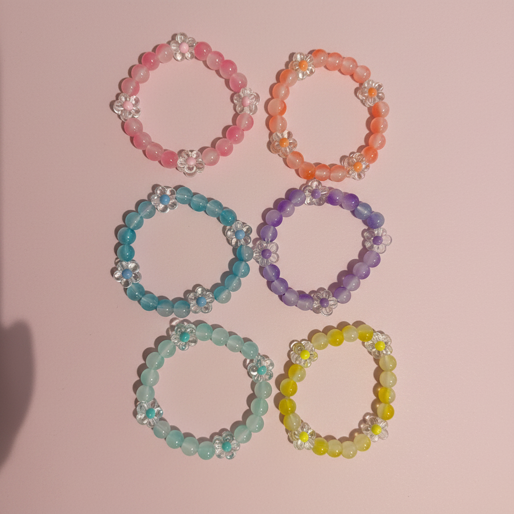 Flower Bracelets - Pastel Pink Background